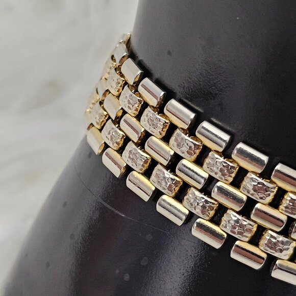 Goldette Vintage Gold Tone Mesh Link Retro Signed Bracelet - Picture 2 of 6